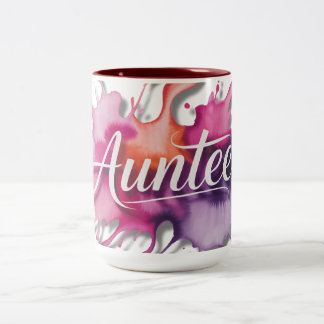 Caneca De Café Em Dois Tons Pincelada de Aquarela com tipografia Auntee