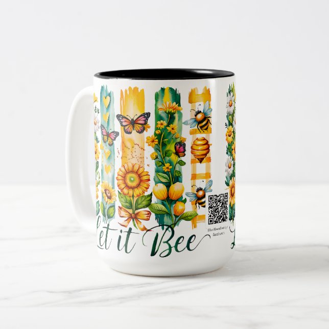 Caneca De Café Em Dois Tons Pincelada Deixe Abelha (Frente Esquerda)