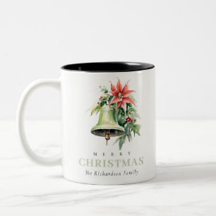 Caneca De Café Em Dois Tons Pine Poinsettia Foliage - Pinho de Natal