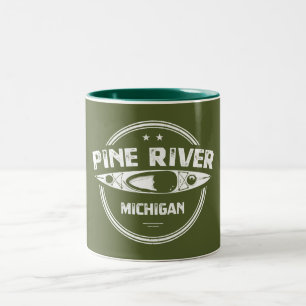 Caneca De Café Em Dois Tons Pine River Michigan Kayaking