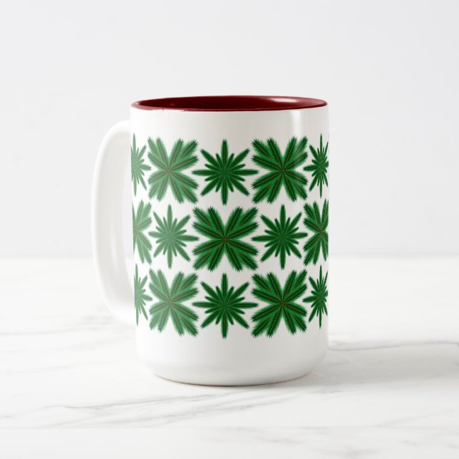 Caneca De Café Em Dois Tons Pine Snowflakes Mug 15oz. (Frente Esquerda)