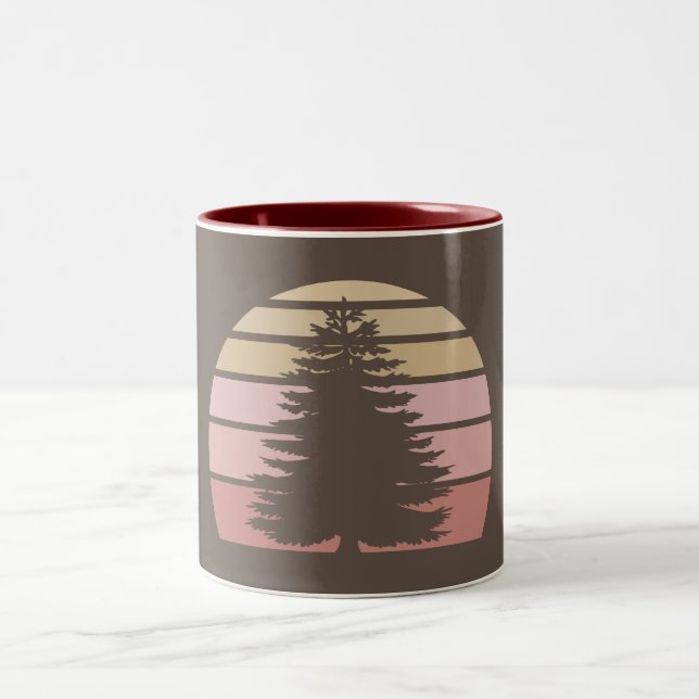 Caneca De Café Em Dois Tons Pine Tree Silhouette (Centro)