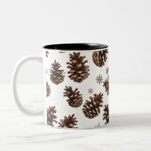Caneca De Café Em Dois Tons Pinecone Rustic Two-Tone Mug - Farmhouse Christmas