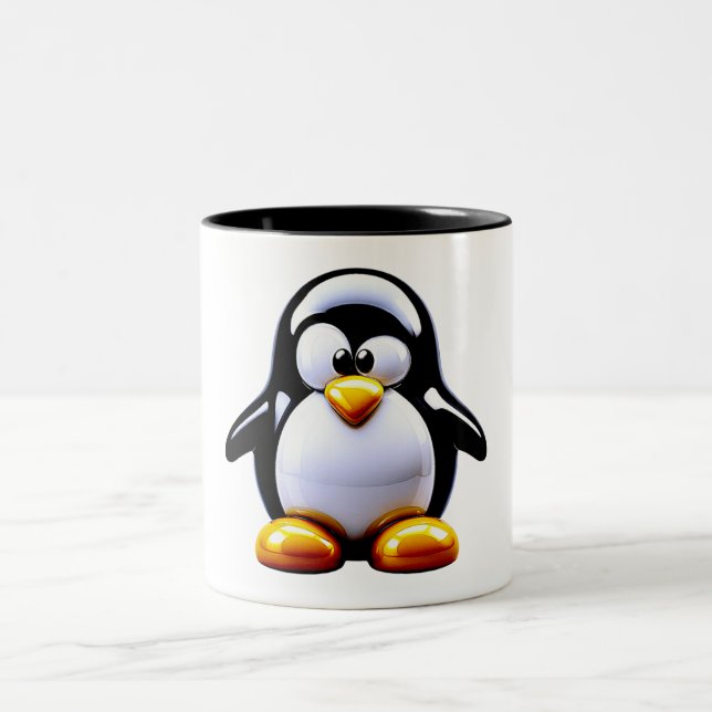Caneca De Café Em Dois Tons Pinguim Adorável (Centro)