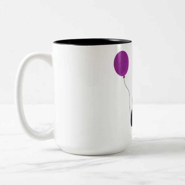 Caneca De Café Em Dois Tons pinguim, balão, fofo (Esquerda)