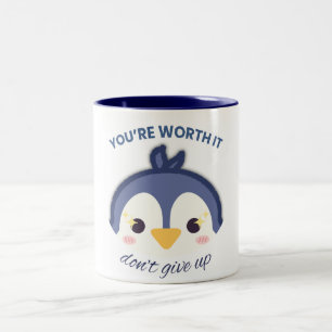 Caneca De Café Em Dois Tons Pinguim bonitinho que vale a pena Não desiste