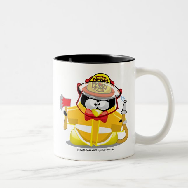 Caneca De Café Em Dois Tons Pinguim do sapador-bombeiro (Direita)