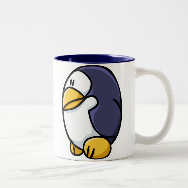 Caneca De Café Em Dois Tons Pinguim dos desenhos animados (Direita)