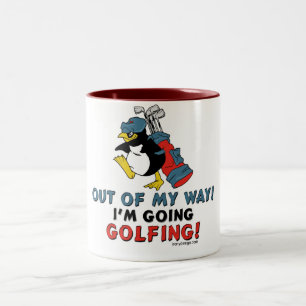 Caneca De Café Em Dois Tons Pinguim Golfing