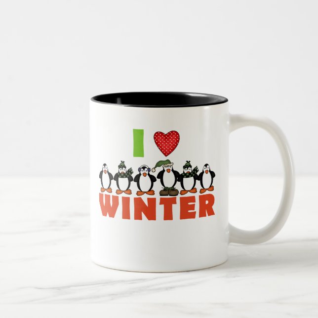 Caneca De Café Em Dois Tons Pinguim I Love Winter (Direita)