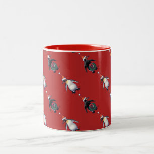 Caneca De Café Em Dois Tons Pinguim Natal