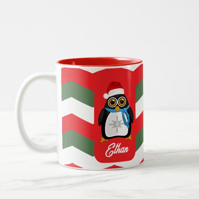 Caneca De Café Em Dois Tons Pinguim Natal (Esquerda)