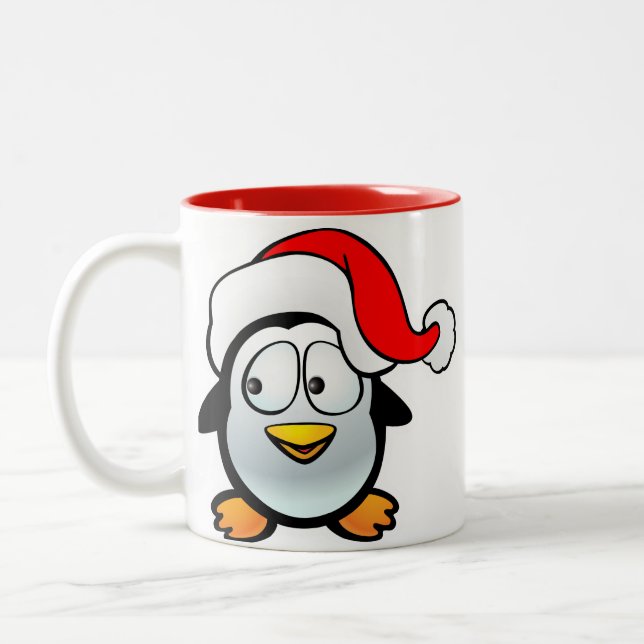 Caneca De Café Em Dois Tons Pinguim Papai Noel (Esquerda)
