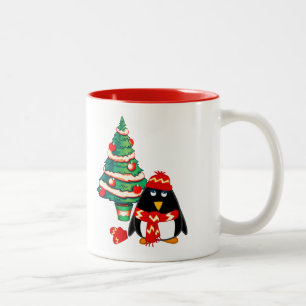 Caneca De Café Em Dois Tons Pinguim Pequeno e Bonito Presente de Natal de No