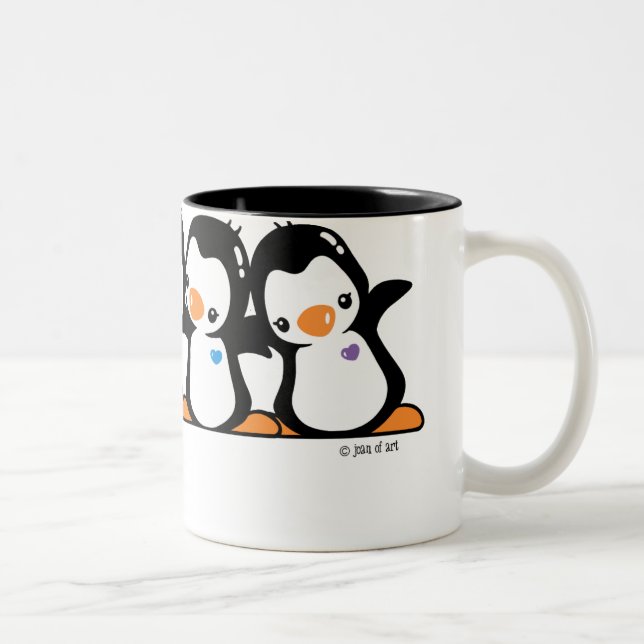 Caneca De Café Em Dois Tons Pinguins (Direita)