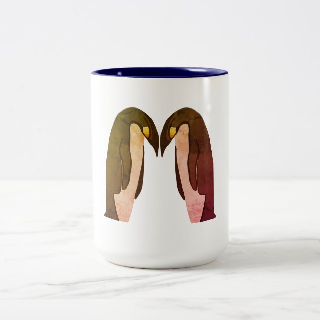 Caneca De Café Em Dois Tons Pinguins Amam (Centro)