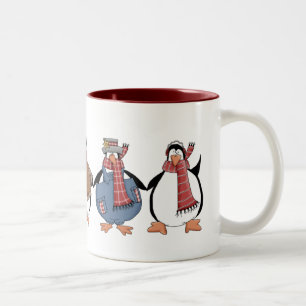 Caneca De Café Em Dois Tons Pinguins de Natal