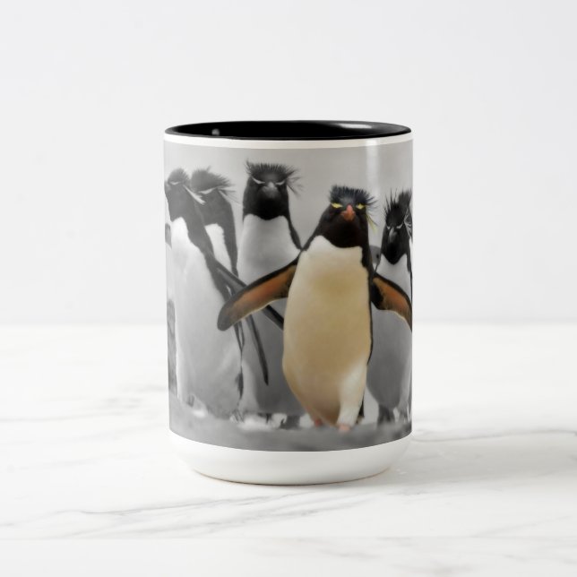 Caneca De Café Em Dois Tons Pinguins de Rockhopper (Centro)