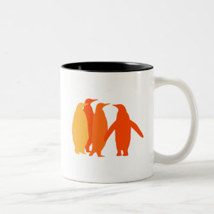 Caneca De Café Em Dois Tons Pinguins Laranja