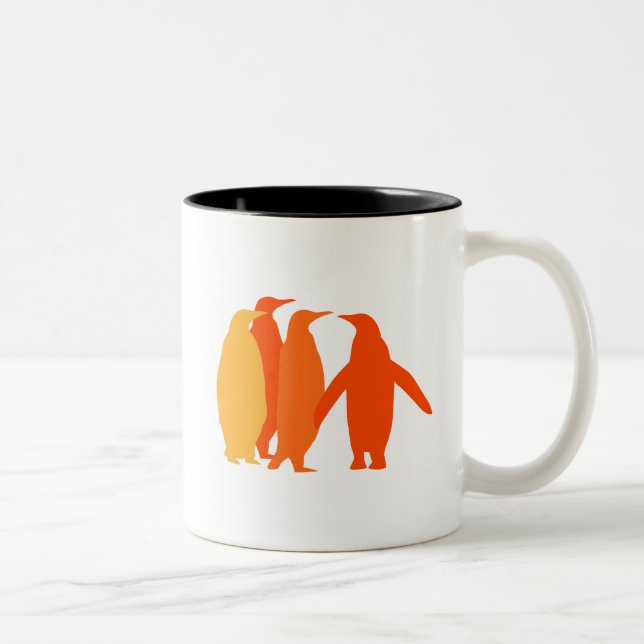 Caneca De Café Em Dois Tons Pinguins Laranja (Direita)