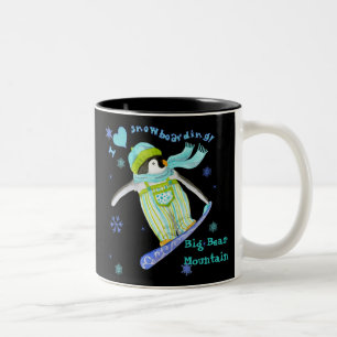 Caneca De Café Em Dois Tons Pinguins no Play, eu adoro Snowboard Mug