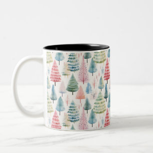 Caneca De Café Em Dois Tons Pinheiros-de-Natal Coloridos