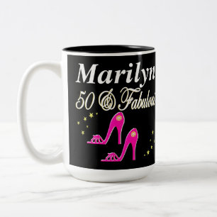 CANECA DE CAFÉ EM DOIS TONS PINK 50 E MUG PERSONALIZADO FABULOSO
