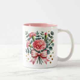 Caneca De Café Em Dois Tons Pink Carnation Floral Mug, Flower Coffee Cup