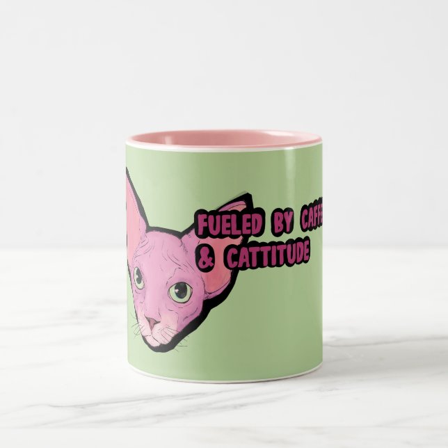 Caneca De Café Em Dois Tons Pink Cat Coffee  Time (Centro)