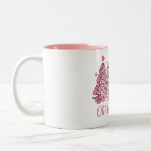 Caneca De Café Em Dois Tons Pink Christmas Cakes Mug