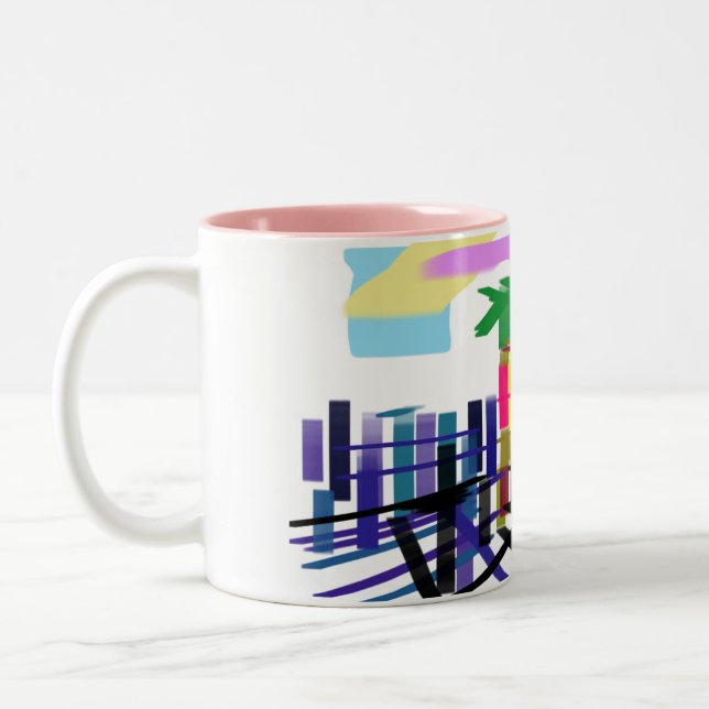 Caneca De Café Em Dois Tons Pink flamingo beach (Esquerda)