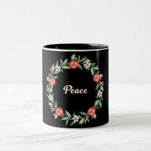 Caneca De Café Em Dois Tons Pink Floral Christmas Wreath Mug Paz