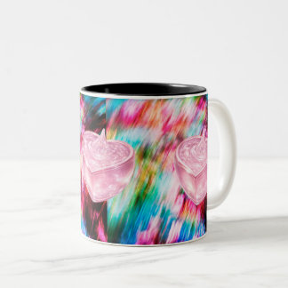 Caneca De Café Em Dois Tons Pink Heart Crystal Abstract Art Mug