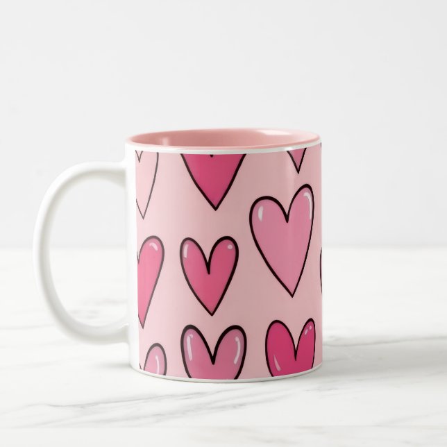 Caneca De Café Em Dois Tons Pink Heart Overflow Mug | Pink (Esquerda)