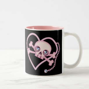 Caneca De Café Em Dois Tons Pink Neon Skull