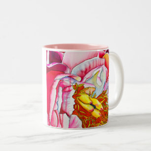 Caneca De Café Em Dois Tons Pink Peony Watercolor belas artes