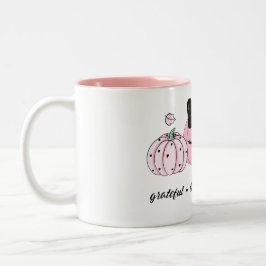 Caneca De Café Em Dois Tons Pink Pumpkin Thanksgiving 