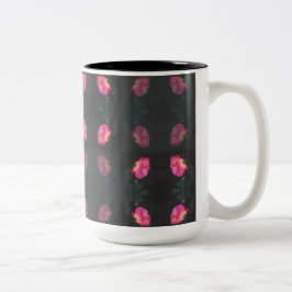 Caneca De Café Em Dois Tons Pink Roses Pattern