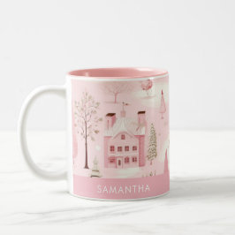 Caneca De Café Em Dois Tons Pink Village Winter Mug