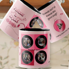 Caneca De Café Em Dois Tons Pink Vinyl Record Personalized Best Friend Gift