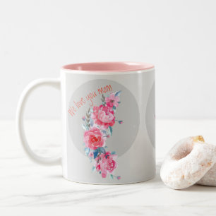 Caneca De Café Em Dois Tons Pink water color floral floral