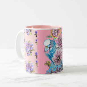 Caneca De Café Em Dois Tons Pintado Pintado Pintado Blue Budget floral Mug