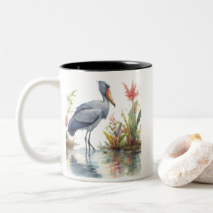 Caneca De Café Em Dois Tons Pintagem de Cores d'água do Shobill Stork