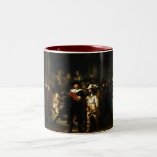 Caneca De Café Em Dois Tons Pintando o relógio de noite por Rembrandt Van Rijn