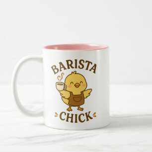 Caneca De Café Em Dois Tons Pintinho Barista - Presente de Sobrecarga de Café 