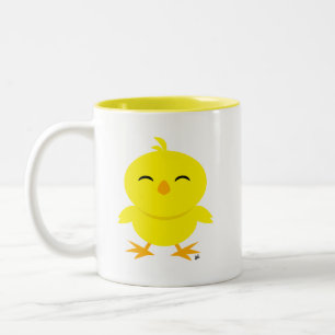 Caneca De Café Em Dois Tons Pintinho Bonito Sorria Café Mug