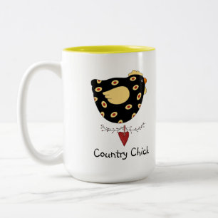 Caneca De Café Em Dois Tons Pintinho country
