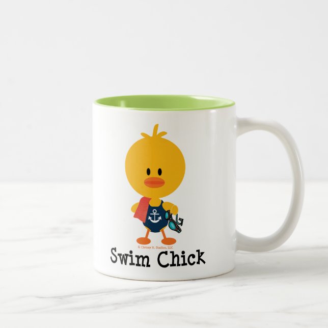 Caneca De Café Em Dois Tons Pintinho da natação (Direita)