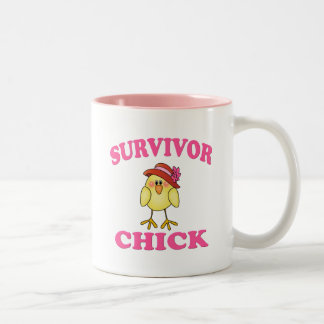 Caneca De Café Em Dois Tons Pintinho de Sobrevivência do Câncer da Mama Rosa