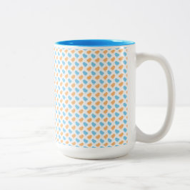 CANECA DE CAFÉ EM DOIS TONS PINTINHOS DE PÁSCOA LARANJA E AZUL